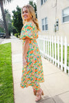 Hello Beautiful Sage Elastic V Neck Tiered Daisy Floral Maxi Dress