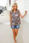 Dazzle In Black Leopard Print Frill Notch Neck Top