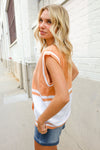Put Together Orange V Neck Button Down Color Block Sweater Vest