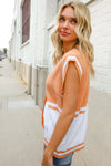 Put Together Orange V Neck Button Down Color Block Sweater Vest