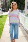 Find Love Lavender & Pink Striped Textured Waffle Knit Top