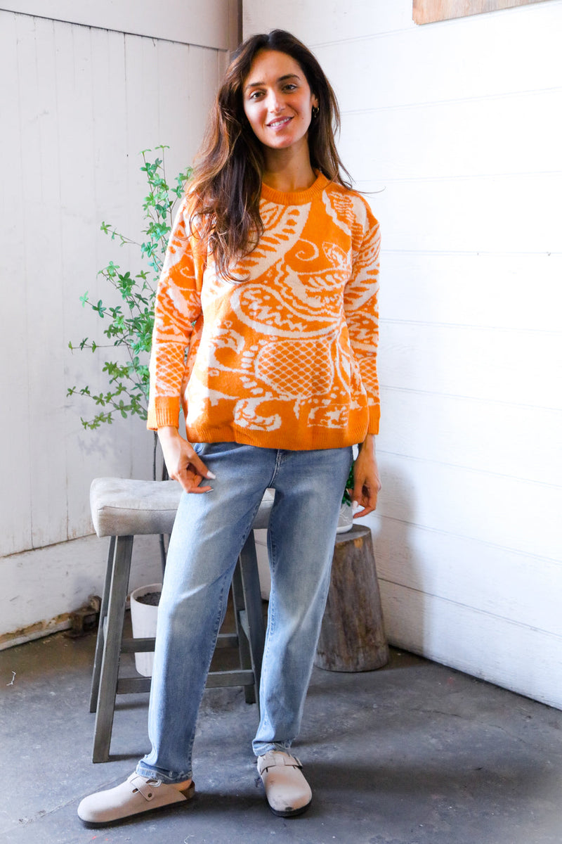 Spice at Sunrise Orange Cozy Knit Pullover