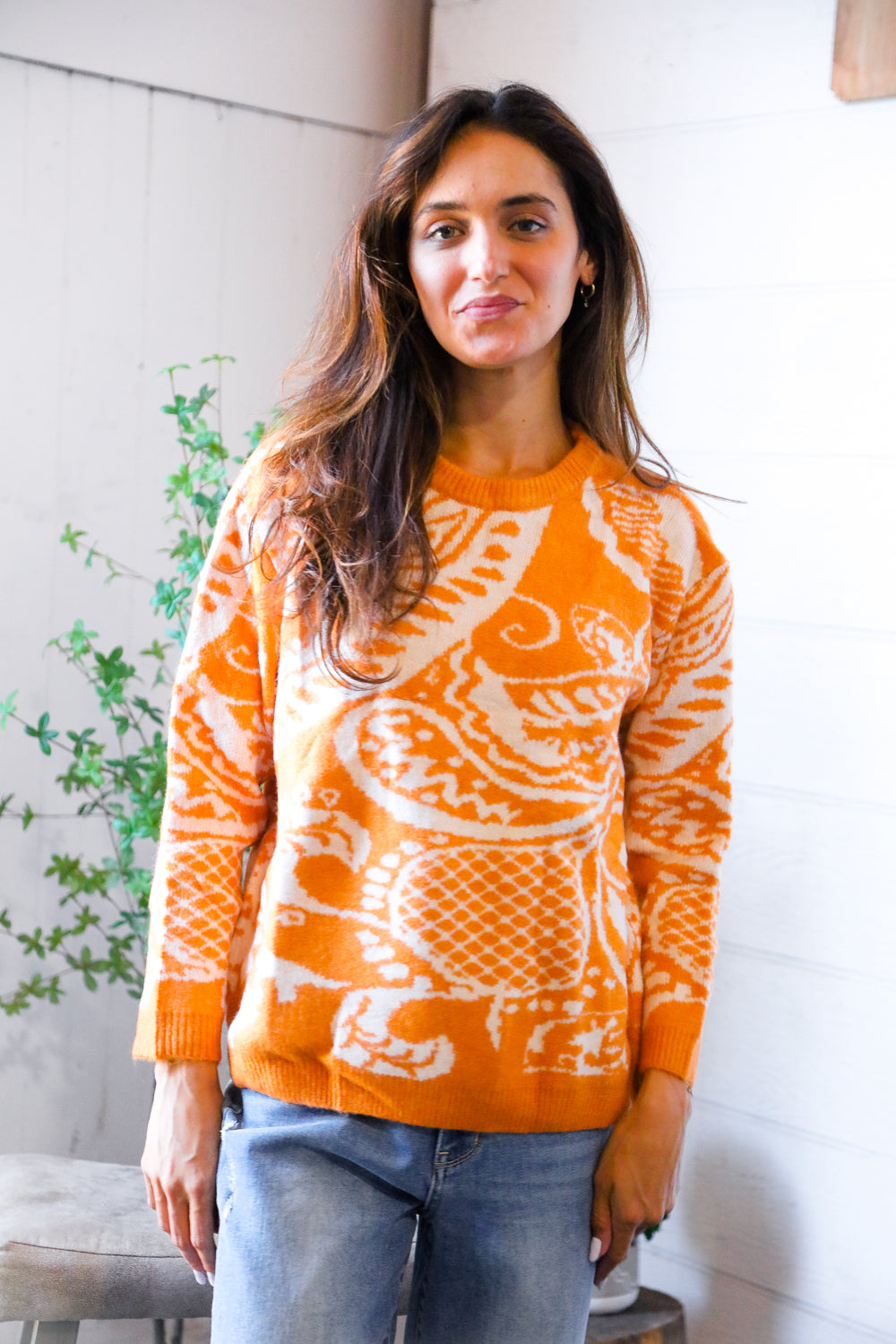 Spice at Sunrise Orange Cozy Knit Pullover