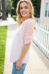 Adorable You Peach French Terry Lace Sleeve Top