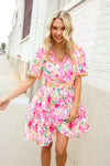 Beautiful You Rose Floral Print Ric Rack Trim Babydoll Dress