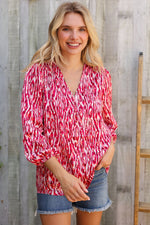 Perfectly You Berry Satin Button-Down V Neck Blouse