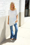 Stand Out White Loose Knit Dolman Top/Coverup with Crochet Details