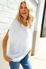 Stand Out White Loose Knit Dolman Top/Coverup with Crochet Details