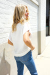 Stand Out White Loose Knit Dolman Top/Coverup with Crochet Details