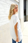 Stand Out White Loose Knit Dolman Top/Coverup with Crochet Details