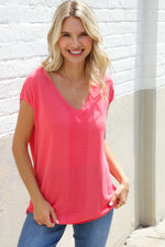 Summer Vibes Coral Relaxed Fit Jacquard Knitted Top