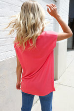 Summer Vibes Coral Relaxed Fit Jacquard Knitted Top