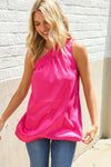 Diva Dreams Fuchsia Leopard Print One Shoulder Satin Top