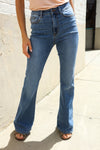 Judy Blue High Rise Trouser Flare Medium Wash Denim Jeans