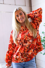 The Painted Petal Babydoll Satin Blouse
