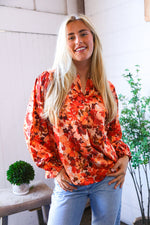 The Painted Petal Babydoll Satin Blouse