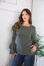 Sassy in Stripes Olive Blouse