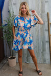 Feeling Bold Turquoise Floral Smocked Waist Flutter Sleeve Romper