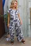 Spread Joy Loose Fit Camouflage French Terry Jumpsuit with Side Pockets