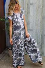 Spread Joy Loose Fit Camouflage French Terry Jumpsuit with Side Pockets