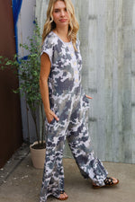 Spread Joy Loose Fit Camouflage French Terry Jumpsuit with Side Pockets