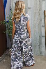 Spread Joy Loose Fit Camouflage French Terry Jumpsuit with Side Pockets