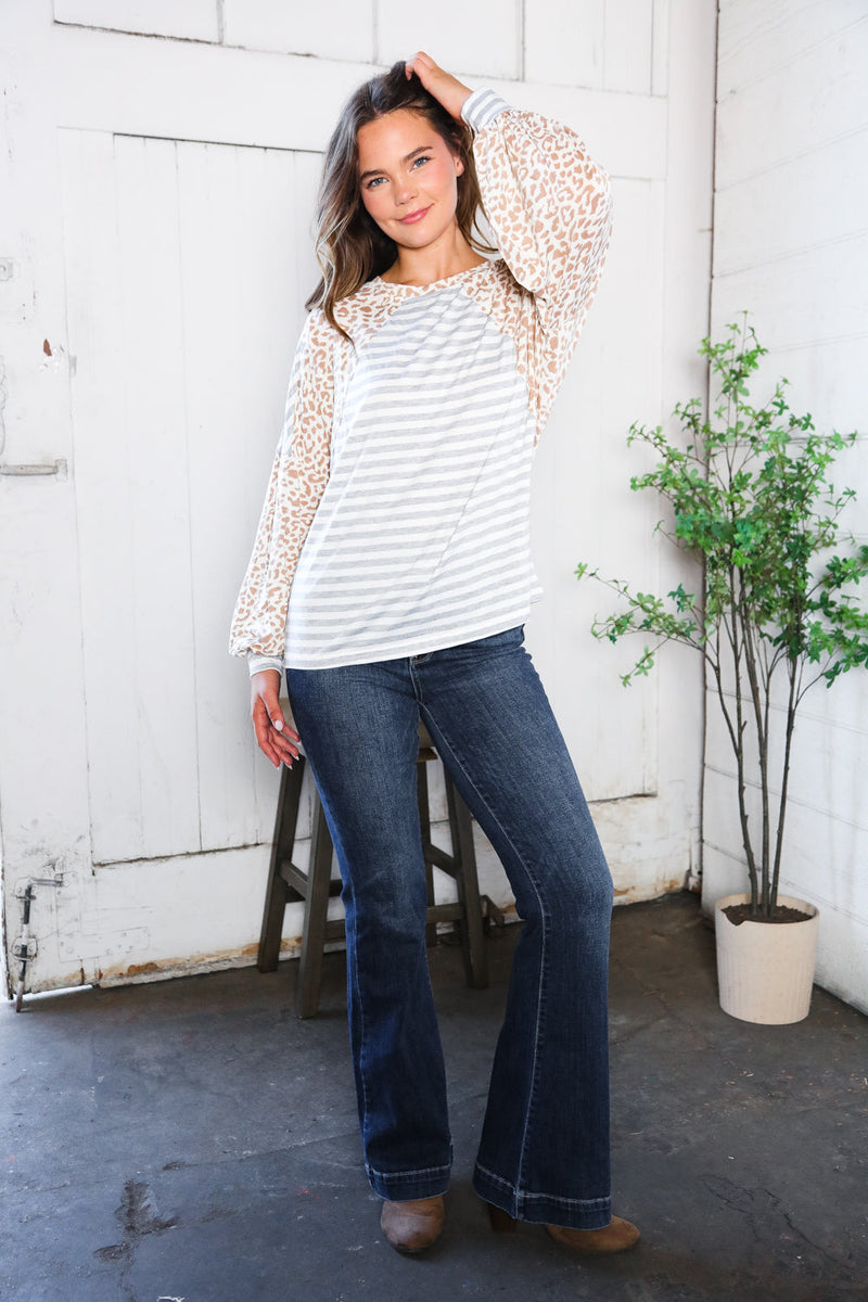 Spots and Stripe Cuffed Long Sleeve