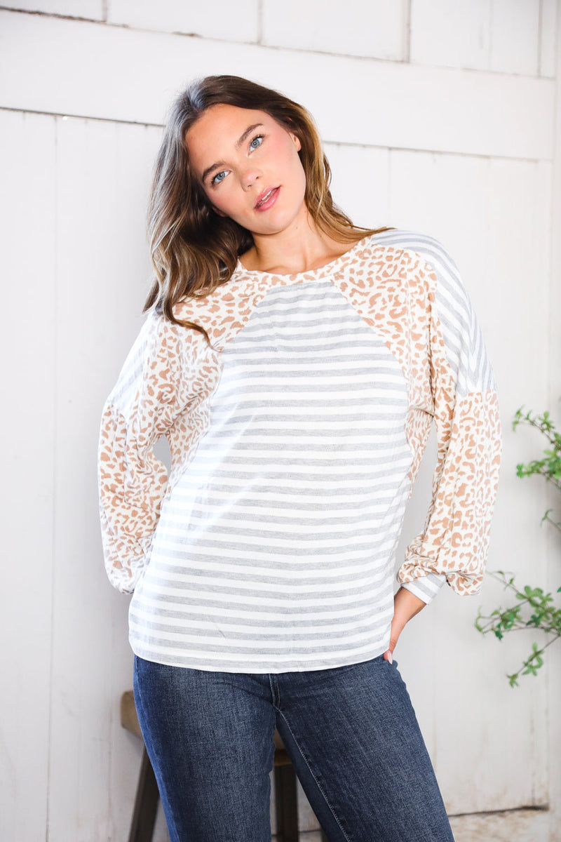 Spots and Stripe Cuffed Long Sleeve
