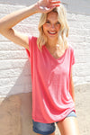 Summer Vibes Coral Relaxed Fit Jacquard Knitted Top