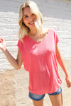 Summer Vibes Coral Relaxed Fit Jacquard Knitted Top