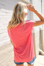 Summer Vibes Coral Relaxed Fit Jacquard Knitted Top