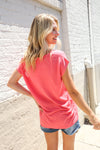 Summer Vibes Coral Relaxed Fit Jacquard Knitted Top