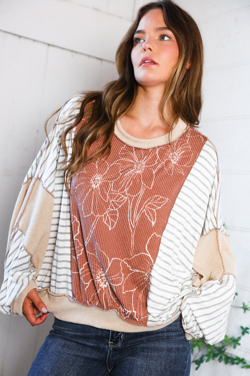 Striped and in Bloom Oversized Top
