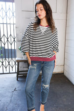 A Stripe Story Wine Crew Neck Pullover