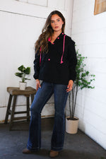 Glow Up Pink and Black Hooded Jacket