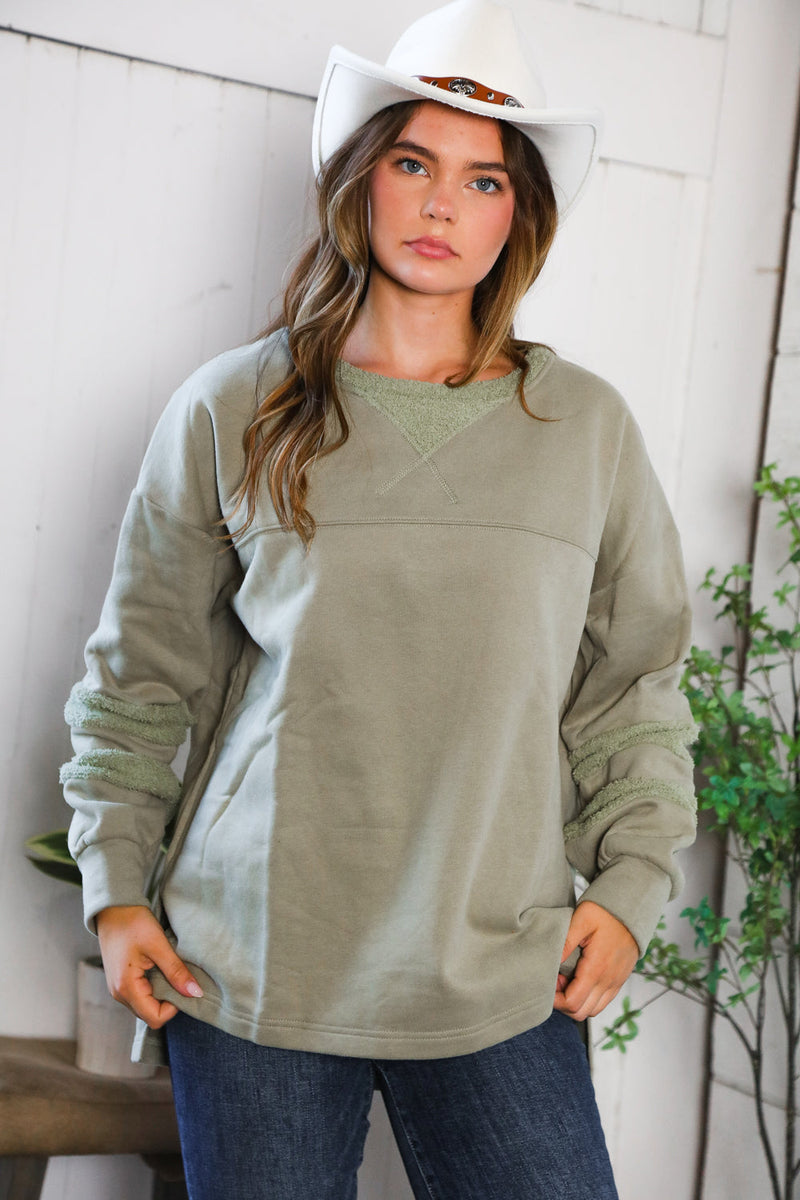 Falling Leaves Sage Pullover