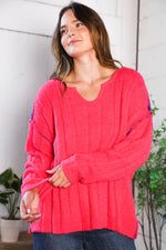 Snuggle Me Hot Pink Thick Ribbed Sweater