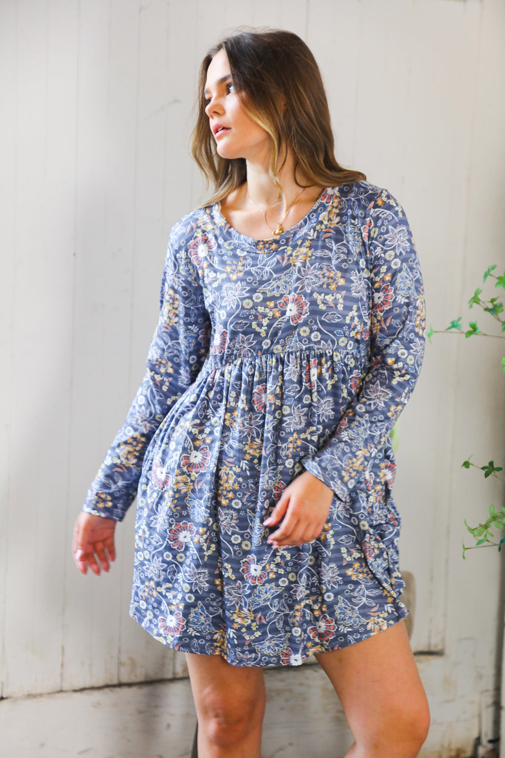 Midnight Meadows Charcoal Swing Dress