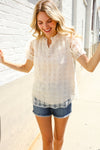 Classy Chic Ivory Swiss Dot Chiffon Button Yoke Lined Blouse