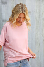 Look My Way Blush Hi-Lo French Terry Outseam Pullover