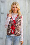 Fierce and Flirty Leopard Vest with Front Bow Details