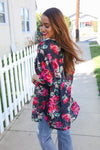 The Perfect Find Black Multicolor Floral Crochet V Neck Top