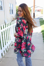The Perfect Find Black Multicolor Floral Crochet V Neck Top