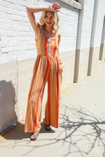Boho Vibes Rust & Yellow Abstract Print Wide Leg Jumper