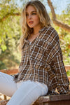 Perfect Find Cinnamin Plaid Cotton-Blend Fray Hem Shacket