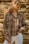 Perfect Find Cinnamin Plaid Cotton-Blend Fray Hem Shacket