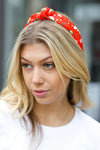 Red Christmas Print Top Knot Headband