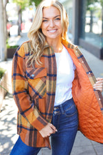 You Got This Camel Plaid Quilt Lined Button Down Shacket