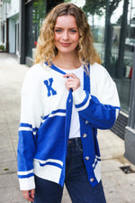 Game Day Blue "K" Embroidered Cardigan