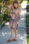 Paisley Print Ruffle Sleeve Pocketed Dress